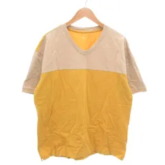 ギャップ GAP 美品 Tシャツ 半袖 バイカラー Vネック 切替 L 黄 イエロー ベージュ /YJ ■GY60
