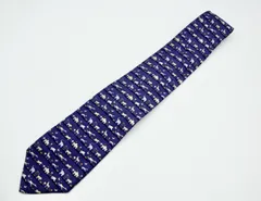 フェラガモ ネクタイ ブルー アニマル柄 イタリア製 希少