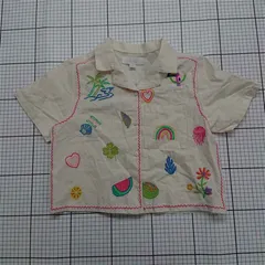 ◇ ⊂ ザラ ZARA 刺繍半袖シャツ 140cm コットン ベージュ系 キッズ E  【1512220023435】
