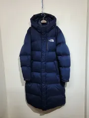 (XL) THE NORTH FACE ザノースフェイス ダウン ロング丈 ダウンジャケット アウター ネイビー ファー ダウンコート