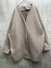 ANGIE アンジー ノーカラー ミドル コクーン コート sizeF/ライトベージュ ◆■レディース