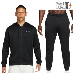 ナイキ トレーニングウェア メンズ 上下 NIKE Dri-FIT ハイバース 長袖パーカー ロングパンツ セットアップ 男性 パーカ 長ズボン スポーツウェア 上下組 黒 ブラック メンズウエア nike/IF2983-010-SET