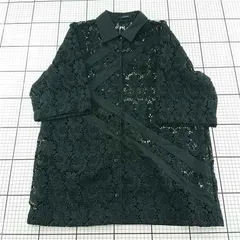 ◇ Θ ジーナシス JEANASIS JS063744MC レース切替シャツ ブラック系 レディース E  【1601070000960】