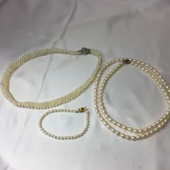 S【ヴィンテージ】パールアクセサリー 3点セット 真珠 ネックレス ブレスレット レディースアクセサリー 冠婚葬祭 卒業式 入学式