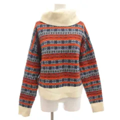 レイビームス Ray Beams ニット セーター タートルネック ボーダー ラメ 総柄 オレンジ 白 ホワイト /GV