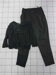 ◇ ⊂ ドレスラボ Dress Lab レーストップス＆テーパードパンツセットアップ ブラック系 レディース E  【1601070003930】