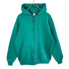 80sUSA製ラッセルアスレチックRussellAthleticジップパーカーフーディ緑グリーンフェード無地シンプルノームコアゆるダボオーバーサイズルーズシルエットvintageヴィンテージ51122