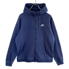 ナイキNikeジップパーカーフーディスウッシュロゴ刺繍ワンポイント紺ネイビー白ホワイトアウトドアスポーツアメカジストリートシンプルノームコアvintageヴィンテージ51122