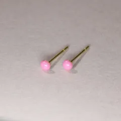 3mm 出っ張りが少なく引っ掛かりにくい控え目ピアス　アレルギー対応ステンレス　ピーチピンク