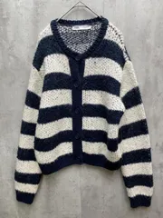 ZARA ザラ ボーダー ニット カーディガン sizeM/白ｘ紺 ◆■レディース