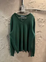 POLO RALPH LAUREN ポロラルフローレン ダークグリーン ラムウール Vネック ニット XL