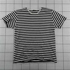 ◇ ⊂ マリメッコ marimekko ボーダーTシャツ コットン ブラック系 ホワイト系 Lサイズ レディース E  【1601150013088】