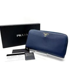 【 箱付／美品 】PRADA　プラダ　ラウンドジップ　長財布　１ML506　サフィアーノレザー　ブルー