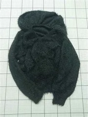 ◇ Θ ふわふわシャギーニットパーカー Lサイズ ブラック系 レディース E  【1601150013774】