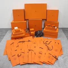IT4HE93O2WH8 HERMES エルメス BOX 純正 紙袋 オレンジ 空き箱 ボックス アクセサリーケース リボン ショッパー39枚 箱38個