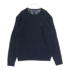 POLO RALPH LAUREN (ポロラルフローレン) ポニーロゴ刺繍 コットン ケーブルニット セーター ブラック