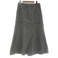 シップス エニィ SHIPS any ミニチェックフレアスカート ロング  ギンガムチェック ウォッシャブル  F 黒 ブラック 白 ホワイト 723-25-0037 /KW ■GY58