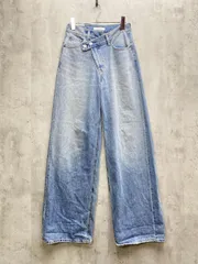 MOUSSY マウジー クロスウェイストワイドストレート デニムパンツ size1/青 ■■レディース