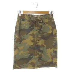 ユナイテッドアローズ A DAY IN THE LIFE UNITED ARROWS スカート タイト ひざ丈 ストレッチ カモフラ 迷彩柄 36 茶 ブラウン /AO25