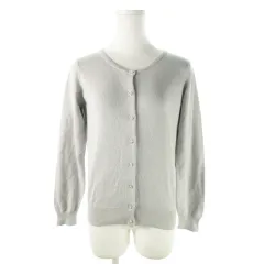 テチチ Te chichi カーディガン ニット ラウンドネック 長袖 ビジューボタン ラメ M グレー /AO9