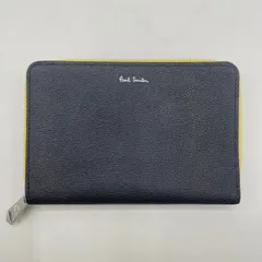 極美品　Paul Smith　ポールスミス　二つ折り財布　ラウンドファスナー　ロゴ　レザー　バイカラー　黒　ブラック