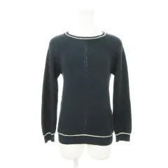 グローブ grove ニット セーター ラウンドネック 長袖 ライン ワンポイント M 紺 ネイビー /AH19