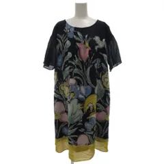 スーパーハッカ SUPER HAKKA ワンピース ネイビー 紺色 ピンク 桃色 イエロー 黄色 花柄 ラウンドネック 半袖 /SC ■GY59