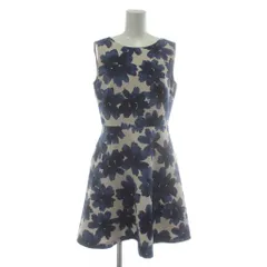 ユニバーバル ミューズ UNIVERVAL MUSE ワンピース ノースリーブ ひざ丈 花柄 総柄 青 ブルー ベージュ /XZ ■GY58