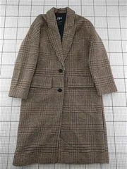 ◇ ⊇ ザラ ZARA チェック柄ロングコート レディース Mサイズ 秋冬 E  【1601150029577】