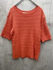 新品 OPAQUE オペーク コットン ナイロン タイト 半袖 リブ サマーニット セーター size38/M/オレンジ ■◆レディース