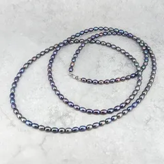 M55027 淡水 パール 4.5mm-5.0mm 100cmロング ネックレス 真珠 ライス フォーマル