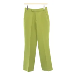 ローリーズファーム LOWRYS FARM フレアパンツ スラックス ジップフライ ワンカラー 無地 L 黄緑 ライトグリーン /BB ■GY58