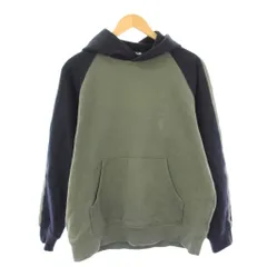 ユニクロ UNIQLO プルオーバーパーカー 長袖 スウェット バイカラー ストレッチ L カーキ 紺 ネイビー /BB ■GY58