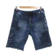 ヴァンスエクスチェンジ VENCE EXCHANGE デニムパンツ ハーフ ショート M インディゴブルー ウォッシュ加工 イージー カットオフ パッチワークデザイン /NU ■GY60