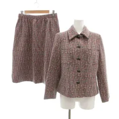 パリシェ Mon Palace ヴィンテージ セットアップ スーツ ジャケット スカート 11 13 ピンク 黒 ブラック ミックスツイード柄 長袖 /NU ■GY60