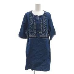 ジョシュア JOSHUA ワンピース チュニック インディゴブルー 刺繍 七分袖 /NU ■GY59