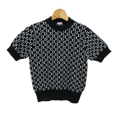 ドレステリア ニット トップス 半袖 ロゴグラム柄 セーター レディース 36サイズ ブラック DRESSTERIOR 【中古】