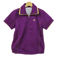 アディダスゴルフ ポロシャツ トップス 半袖 ハーフジップ ゴルフウエア レディース Sサイズ パープル adidas GOLF 【中古】