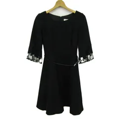 レッセパッセ ワンピース トップス 長袖 ウール 花柄 ベルト付き レディース 38サイズ 黒×白 LAISSE PASSE 【中古】