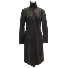 ドルチェ&ガッバーナ ドルガバ DOLCE&GABBANA ロングコート ニットスタンドカラー 38 裏アニマル柄 シープスキンレザー 羊革 切替 イタリア製 黒 ブラック /GV