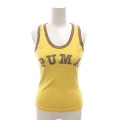プーマ PUMA 美品 タンクトップ M 黄色 イエロー ロゴプリント ラウンドネック ノースリーブ P54351 /HW ■GY58