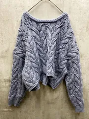 Heather ヘザー ケーブルショート ニット セーター sizeF/グレー ◆■レディース