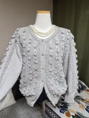 ハイクオリティ LINE まとめ売り ウール モチーフ オーロラ パール 立体刺繍 ニット ジャケット