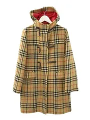 バーバリーブルーレーベル BURBERRY BLUE LABEL チェック ダッフルコート FNF85545 フード 38 ベージュ アウター