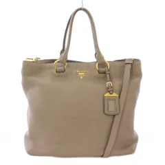プラダ PRADA 2WAY トートバッグ ハンドバッグ ショルダーバッグ ヴィッテロダイノレザー ロゴ グレージュ /BB ■OH