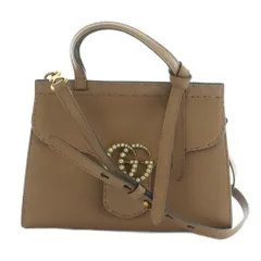 グッチ GUCCI GGマーモント ミニ パール トップハンドルバッグ ショルダー 2WAY レザー 茶 ブラウン 442622 /AQ ■OS ■OH