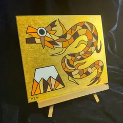 S653.アチューン絵画｜龍神｜金潜紙（中）※開運絵画 ヒーリング スピリチュアル 龍の絵 アチューンメント チャネリング