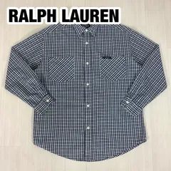 【美品】POLO JEANS CO. RALPH LAUREN ポロジーンズ ギンガムチェック長袖シャツ M ブルー 胸ポケット パートナー21 着丈77cm 肩幅50.5cm 身幅(脇下)59cm 袖丈58cm【古着】