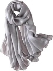 Raizm ストール ショール 大判 スカーフ 結婚式 パーティー 披露宴 羽織り 無地 薄手 オールシーズン UV対策 (シルバー)