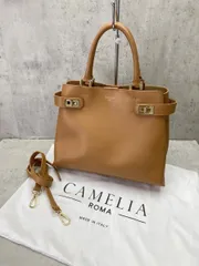 CAMELIA ROMA カメリアローマ 2way サフィアーノレザー ハンド ショルダー バッグ ブラウン ■■◎レディース